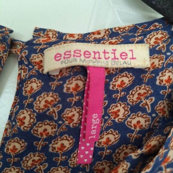 Essentiel Blue Brown‎ long sleeve Top size L - Picture 2 of 5